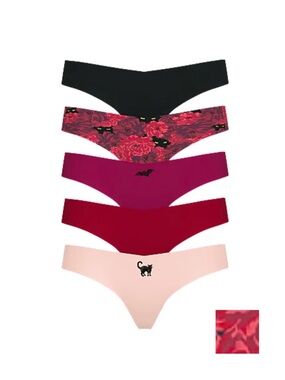 New 5-piece no show thong set Halloween themed Victoria’s Secret pink